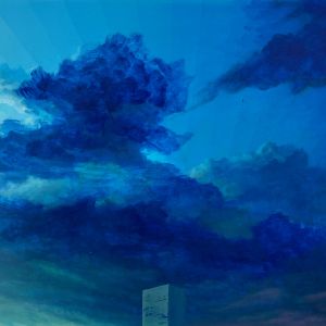 "Molnstudie (tornar upp)" Acrylic on panel. 23.5x47 cm