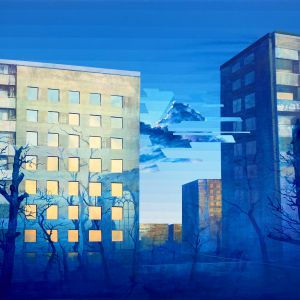 "Minne, volym, reflektion" Acrylic on canvas. 70x100 cm